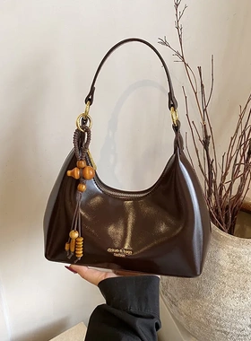 时尚潮流赫本晚宴腋下包质感红色手提包包女款通勤单肩斜挎包