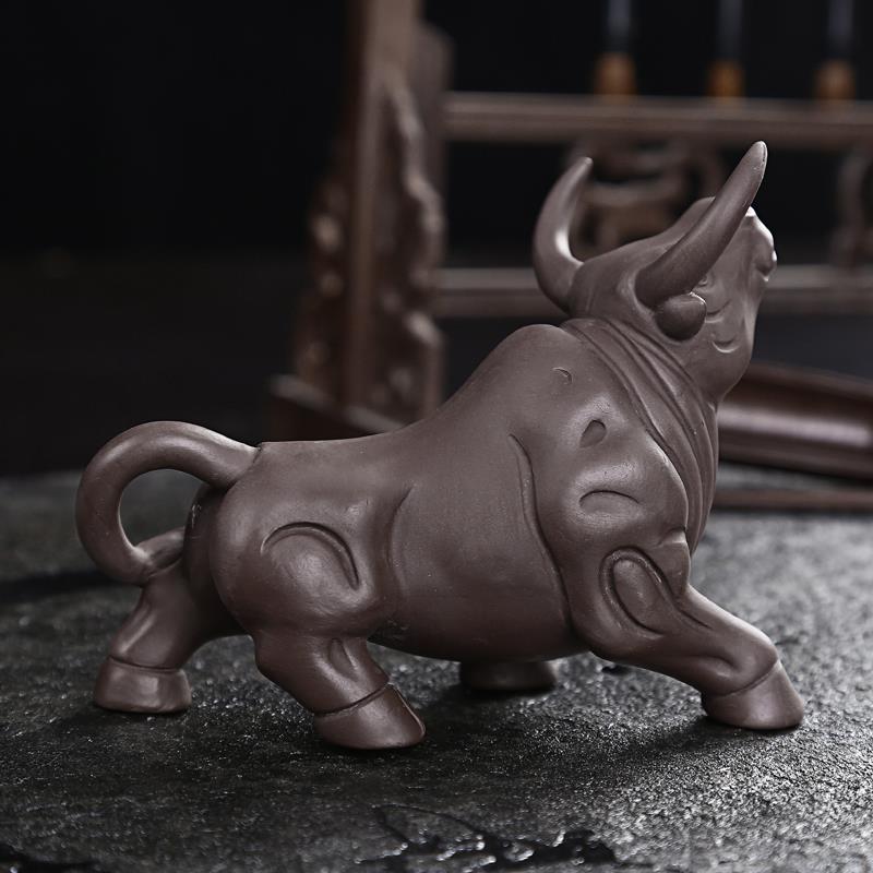 功夫茶具配件势不可挡招财茶宠摆件精品紫砂牛气冲天可养12生肖牛