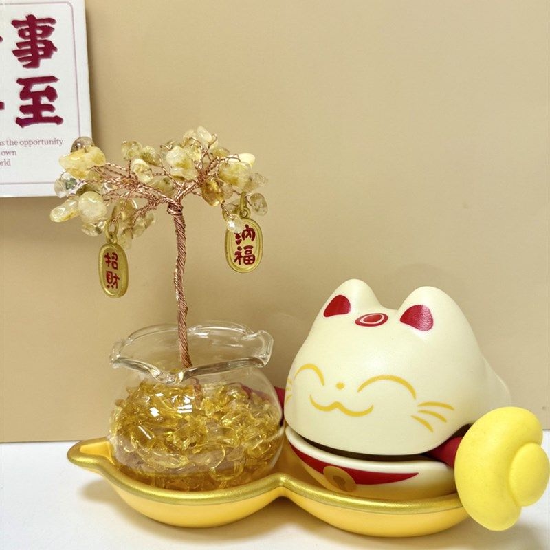 小木鱼敲招财水晶树桌面摆件莫生气七夕送女友礼物高级感闺蜜生日,家居饰品,桌面摆件,淘宝优惠券,粉丝福利购,淘宝优惠卷