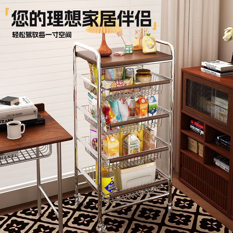 多功能住宅家具重中古小r推车置物架收纳零食折叠手推车客厅储物
