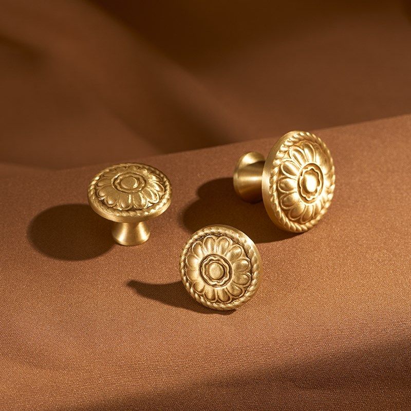 柜门拉手抽屉衣柜柜子橱柜复古轻奢新中式金色单孔实心纯铜门把手,基础建材,小拉手,淘宝优惠券,粉丝福利购,淘宝优惠卷