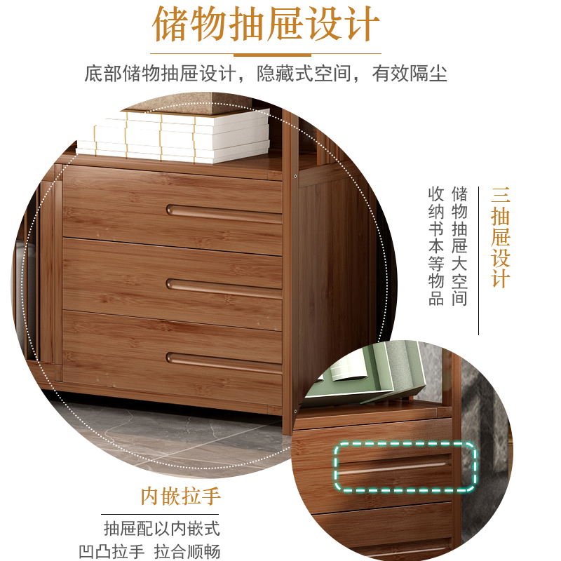 博古架实木中式客厅隔断书架玄关展示架多层楠竹多宝阁茶叶置物架