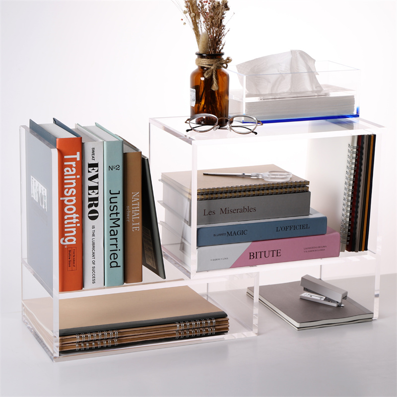 透明亚克力桌上简易书架桌面学生儿童办公一体家用小型组合置物架