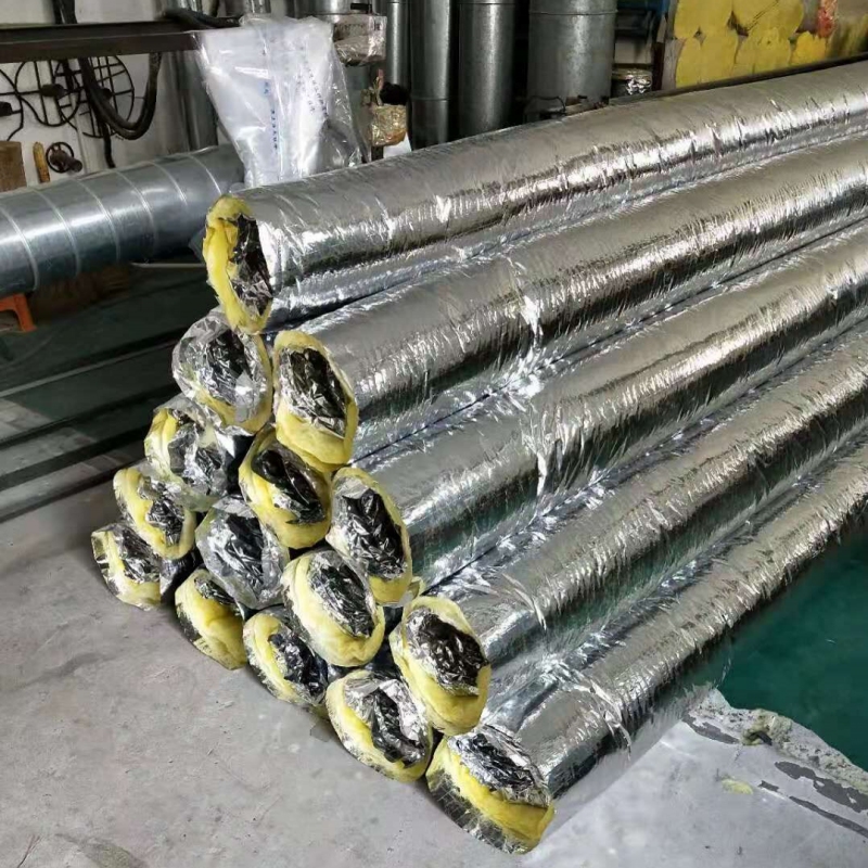 央空调玻璃保温棉通风软管铝箔纸加筋玻纤布加厚伸缩带钢丝室内