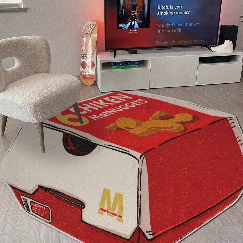 麦乐鸡块盒仿羊绒地垫恶搞潮流地毯客厅卧室床边毯家用仿羊绒