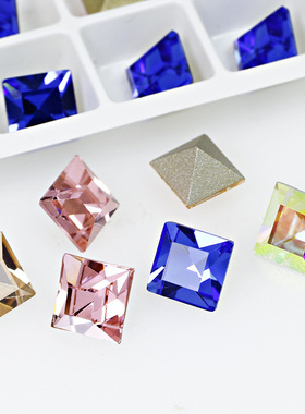 2025新款东洲美甲超闪K9尖底DIY异形4MM正方形玻璃水晶钻