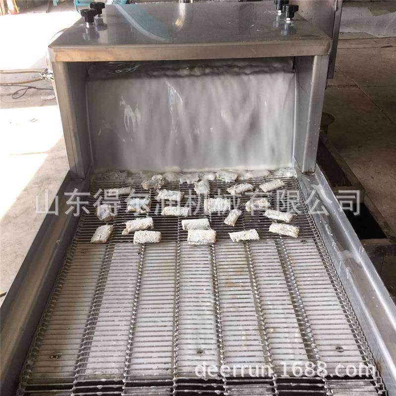 鱼块上浆机 平铺式鱼排裹粉机 上撒下粘 搭接设备方便 操作简单