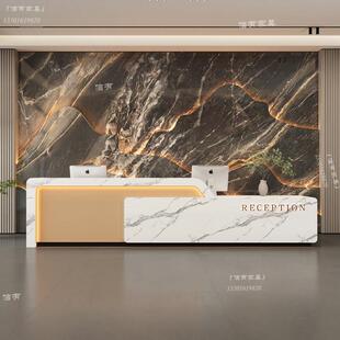 美容院吧台公司前台接待台烤漆店铺收银柜台酒店服务台彷大理石定