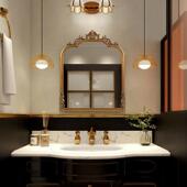 装 法式 复古卧室智能化妆镜洗手间壁挂LED卫浴镜酒店走廊欧式 饰镜