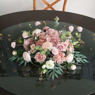 餐桌人造花宴会空调柜顶花会议咖啡桌花酒店圆桌花转盘中间装饰