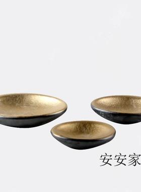 现代轻奢家居器皿果盘样板房客厅茶几餐桌创意金色果盘KTV装饰品