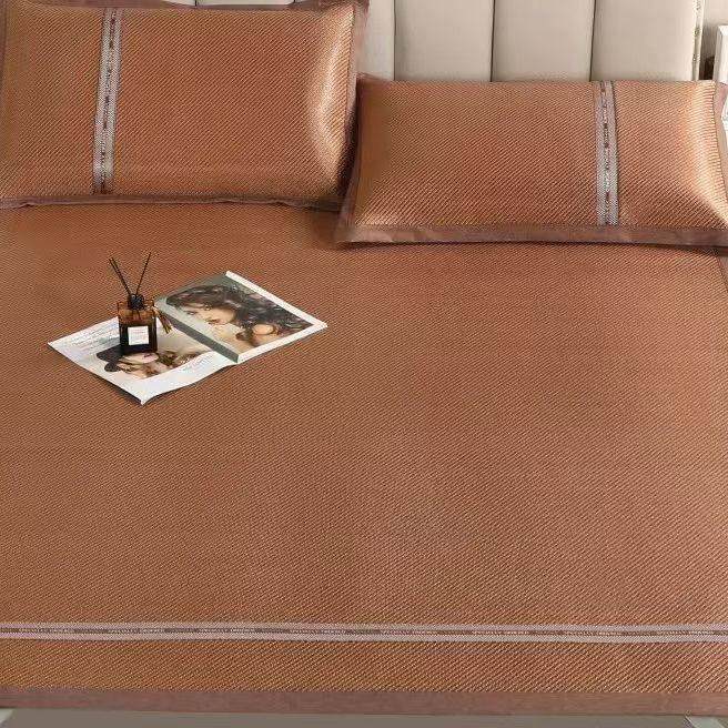 丝丝美2023新款高档绣花冰藤凉席单双人床空调席可折叠凉席三件套,床上用品,藤席,淘宝优惠券,粉丝福利购,淘宝优惠卷