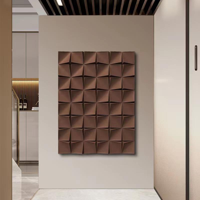 三维入口立体浮雕画样板房抽象客厅地板装饰画现代无障碍豪华走廊