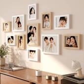 实木创意照片墙高级感客厅组合相框相簿墙玄关背景墙面装 饰相片墙