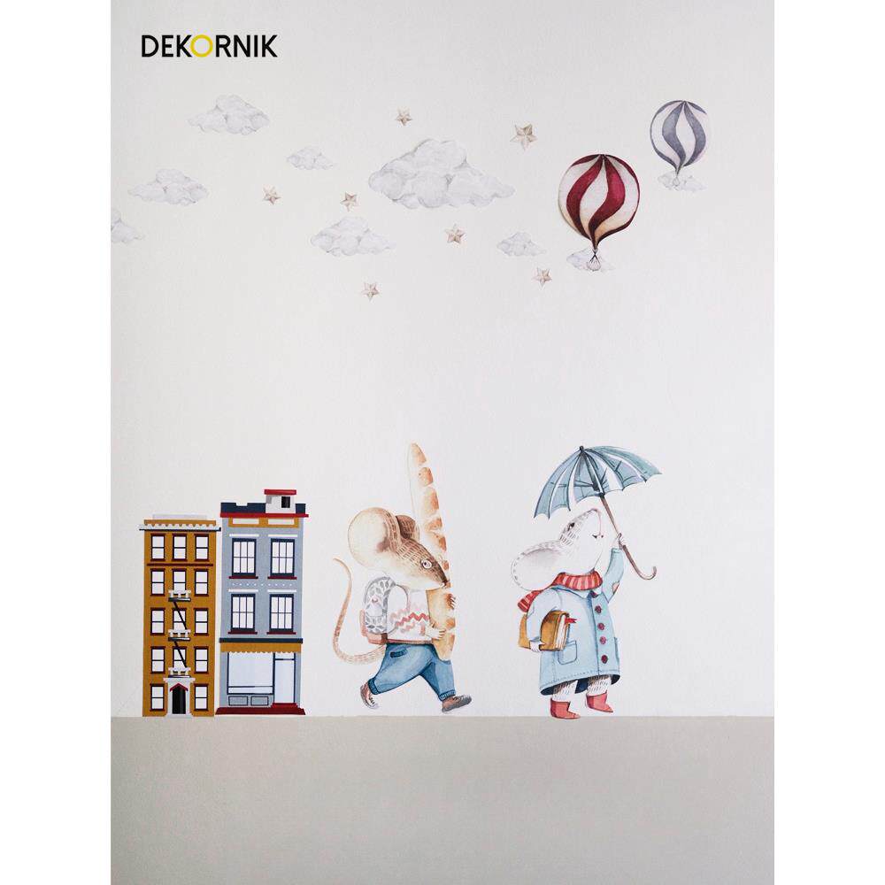 dekornik儿童房墙贴装饰可爱兔子恐龙热气球自粘diy小图案贴纸