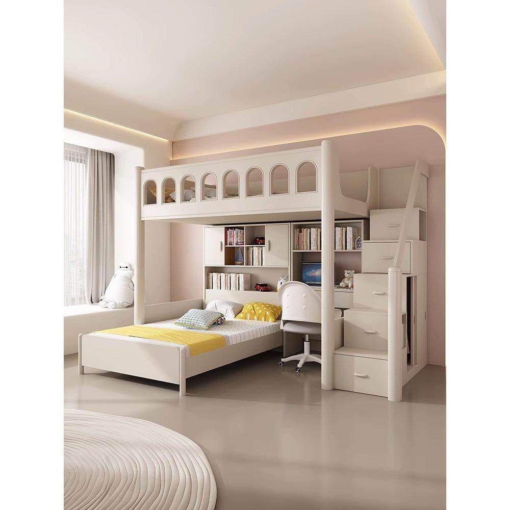 交错式上下床下空错位型上下铺高架床书桌衣柜一体组合床小户型