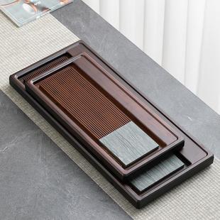 新品 整块功夫茶具茶台 重竹茶盘排水式 托盘家用简约干泡盘楠竹中式