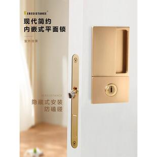 新Agb单面锁隐形门锁卧室门锁内置滑动平门锁口袋门锁