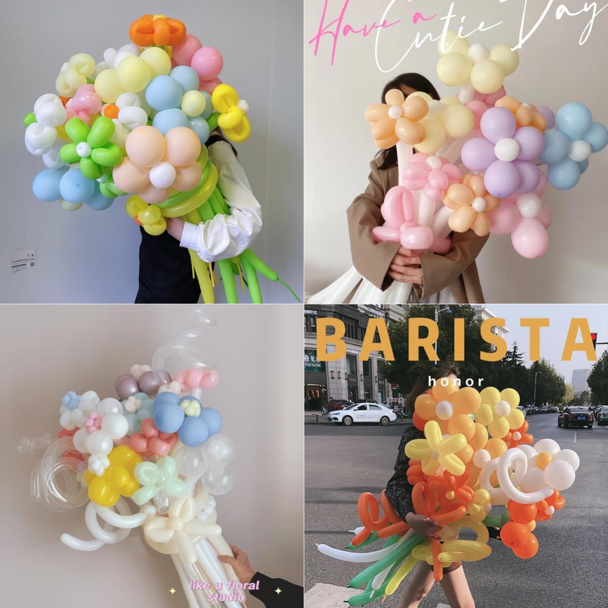 马卡龙气球花束材料包小雏菊造型气球花朵生日户外拍照道具装饰品