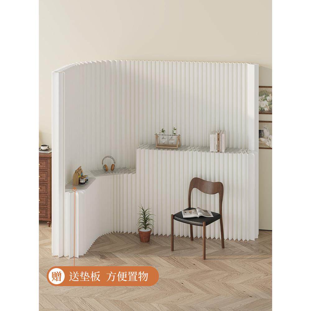折叠纸屏风隔断墙办公室客厅房间美容院分隔挡隔板假墙简易自装