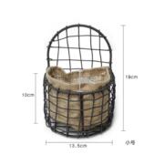 铁艺编织收纳筐麻布花器花盆花篮杂物日系铁丝壁挂挂钩盆套盆做旧