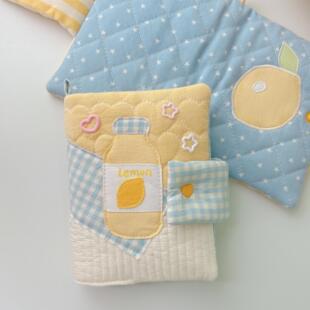 夏日新款柠檬余白书衣A5A6TN手帐封皮布艺绗缝书衣书套活页m5手账