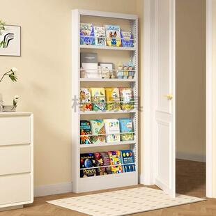 门后书架收纳层架钢制超薄窄缝架一体落地靠墙置物架壁挂儿童绘本