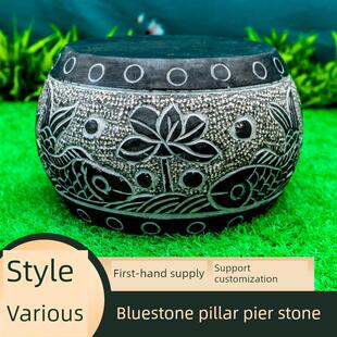 石雕青石柱墩底座石石墩子垫基石柱脚空心包柱石石柱础柱顶石庭院