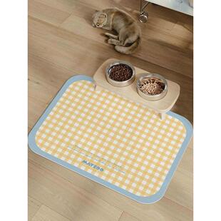 多巴胺格纹宠物餐垫,猫和狗垫,适合所有季节,耐污,地毯友好,