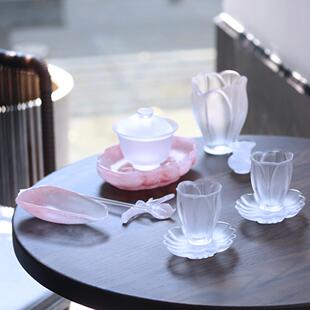 客福心缘堂琉璃茶器百合闻香杯茶杯主人杯公道杯茶道零配品茗杯单