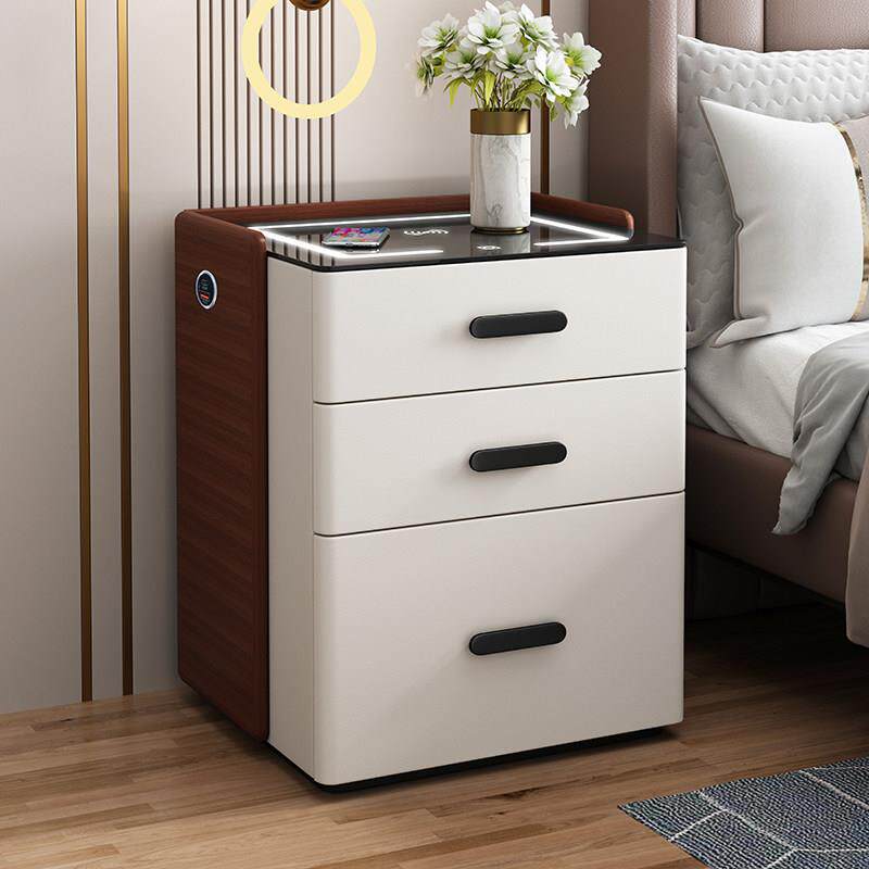 智能床头柜保险箱一体多功能家用轻奢高级感实木保险柜子定制颜色