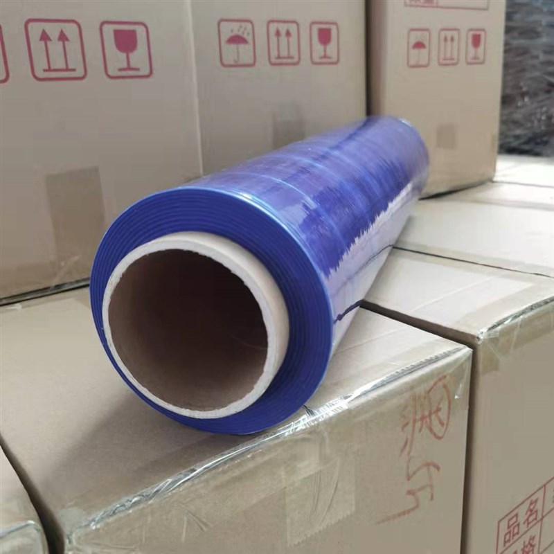 蓝色缠绕膜红色h拉伸薄膜工业大卷保鲜膜绿色货物包装托盘打包装