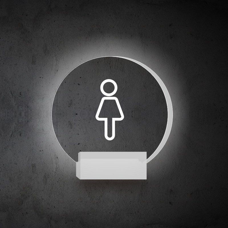 卫生间发光LOGO洗手p间带灯门牌厕所WC亚克力发光提示牌男女标志