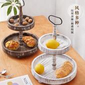 美式 家用自助餐甜品展示餐盘家庭聚会置物盘木质蛋糕托盘 乡村风格