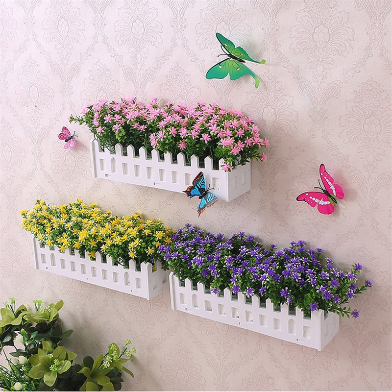 绢花干花a塑料假花栅栏壁挂花艺套装饰品摆件客厅家居插花小花