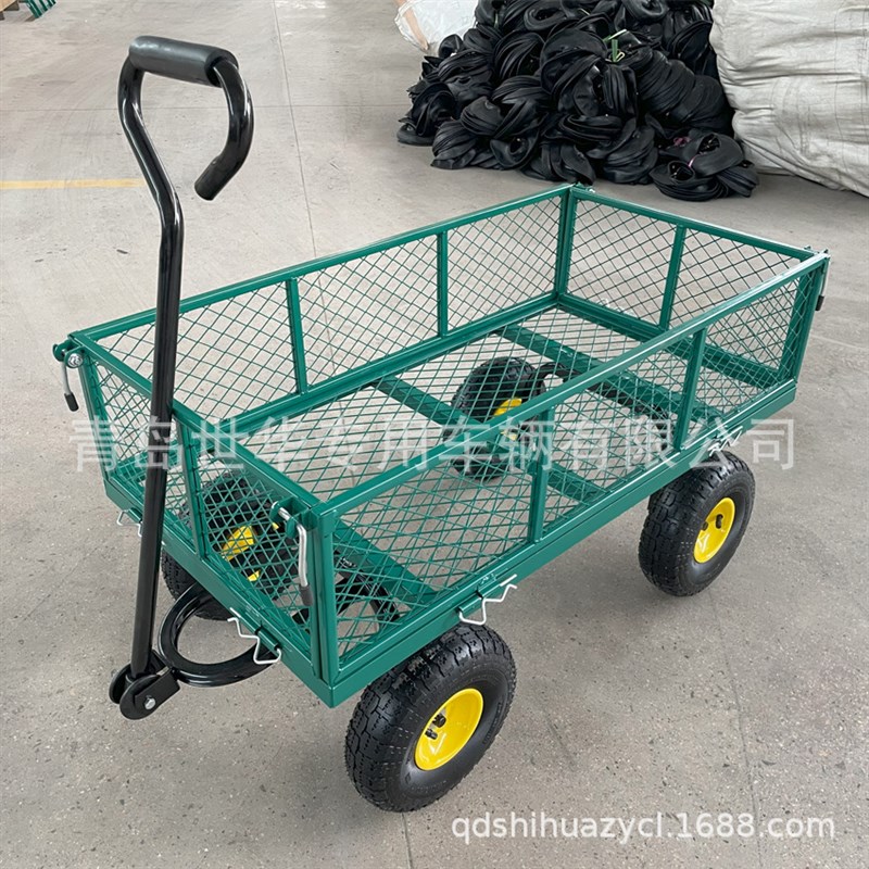 花园拉货四轮网车 搬运车手推工具车C 运货车牵引平板拖车TC1840