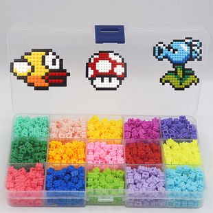 15色6毫米4面拼插钻石微串连小积木儿童益智平面拼图1000颗装