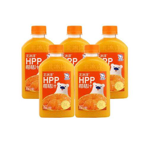 北冰洋 HPP柑桔汁非浓缩还原果汁早餐佐餐鲜榨果汁饮料300ml*5瓶