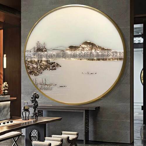 珐瑯彩画客厅沙发背景墙装饰画饭厅卧室挂画玄关过道新中式壁画