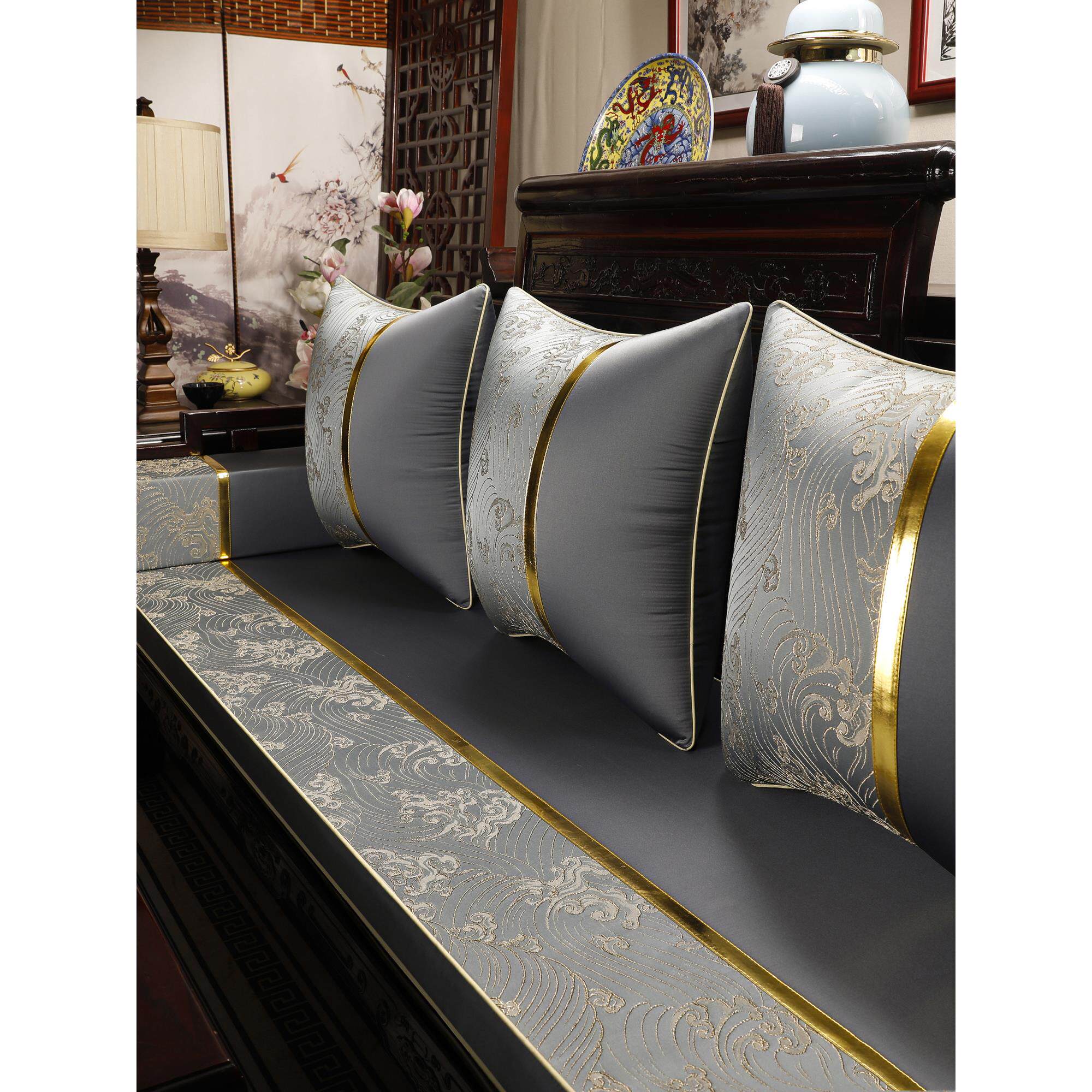 定制新中式红木沙发坐垫实木家具罗汉床五件套垫子海绵沙发垫座垫