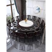 新中式 岩板餐桌圆形饭店家用一人一锅电磁炉小火锅桌圆桌商用一体