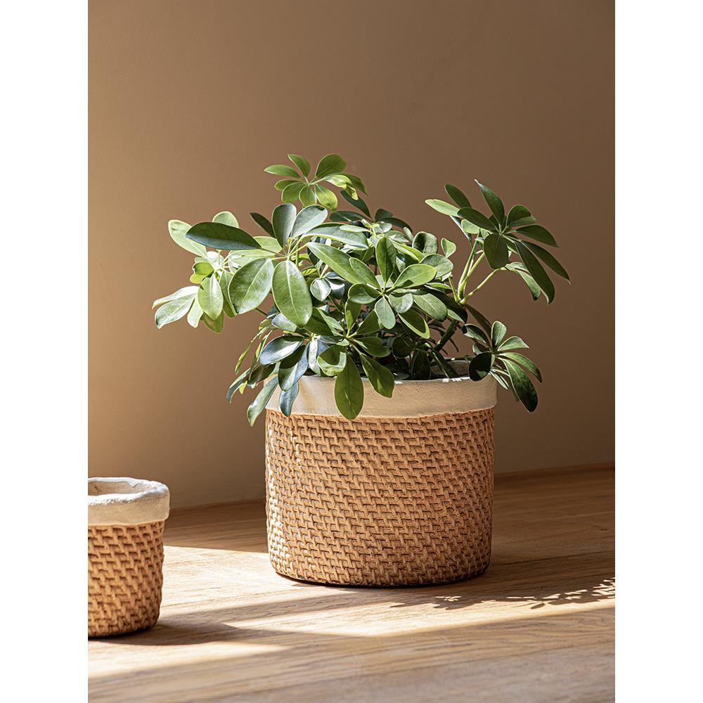 仿藤编水泥编织装饰花盆花器复古阳台家用绿箩绿植盆栽花园庭院