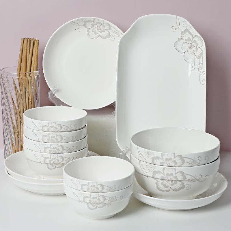 碗碟套装2025新款 4/6人用中式家用吃饭盘子碗高级感网红碗筷组合