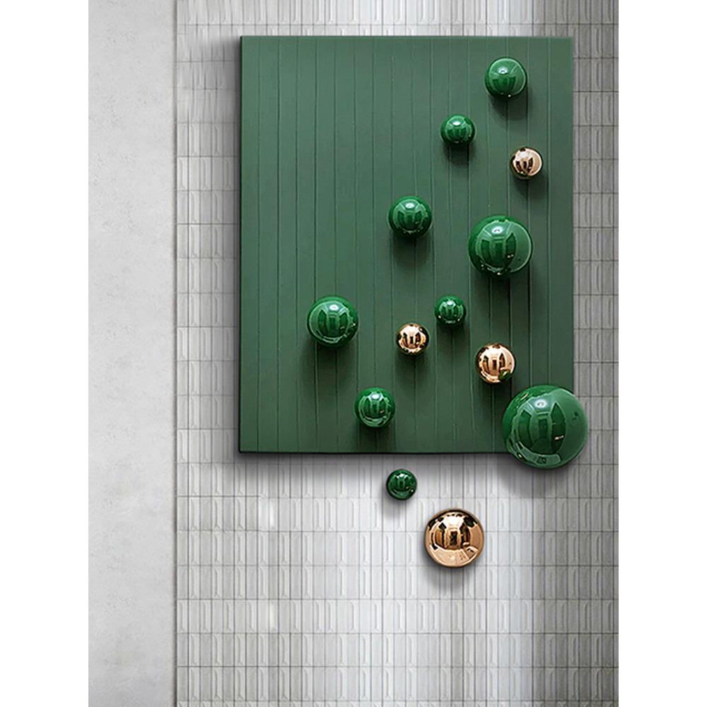 现代轻奢客厅装饰画金属圆球3d立体实物画样板房壁饰玄关走廊挂画