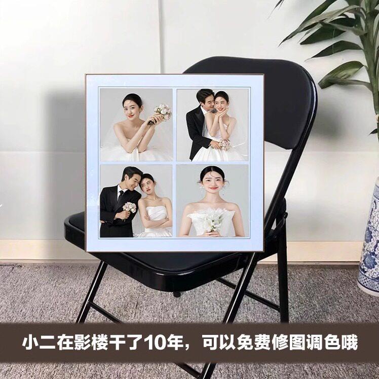 相框摆台金属边框四六九宫格高端定制照片全家福婚纱宝宝照免费修