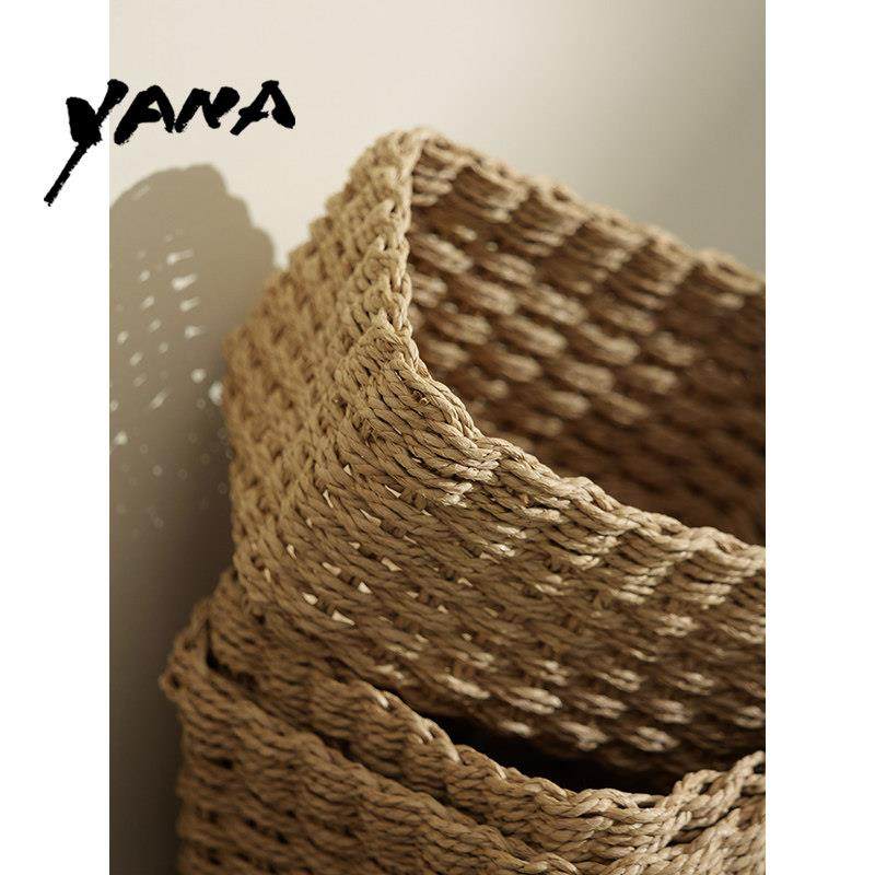 YANA亚纳家用桌面纸绳编织收纳筐长方形台面杂物储物整理收纳篮子,收纳整理,收纳筐,淘宝优惠券,粉丝福利购,淘宝优惠卷