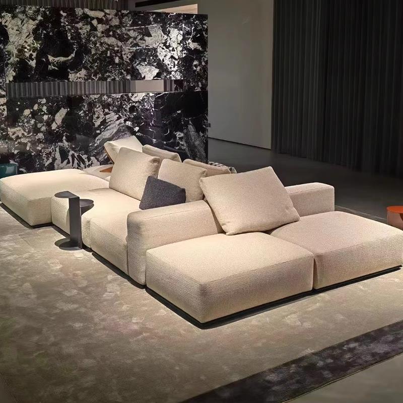 意式极简大平层背靠背客厅Poliform双面岛屿模块豆腐块沙发组合