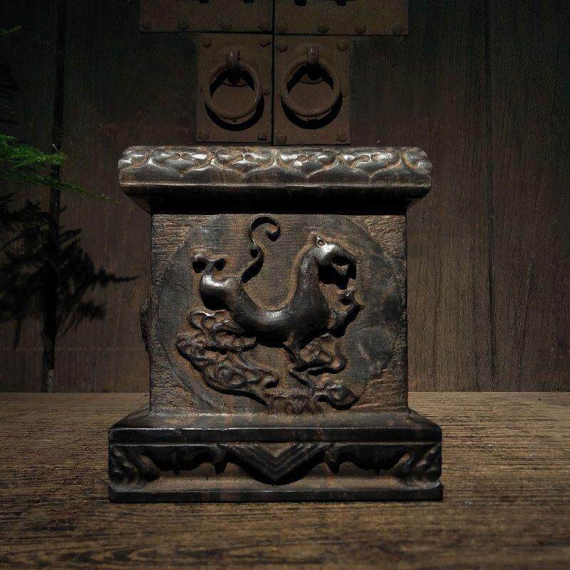 仿古做旧石雕山西青石手工雕刻神兽柱墩复古中式石墩茶壶底座包邮