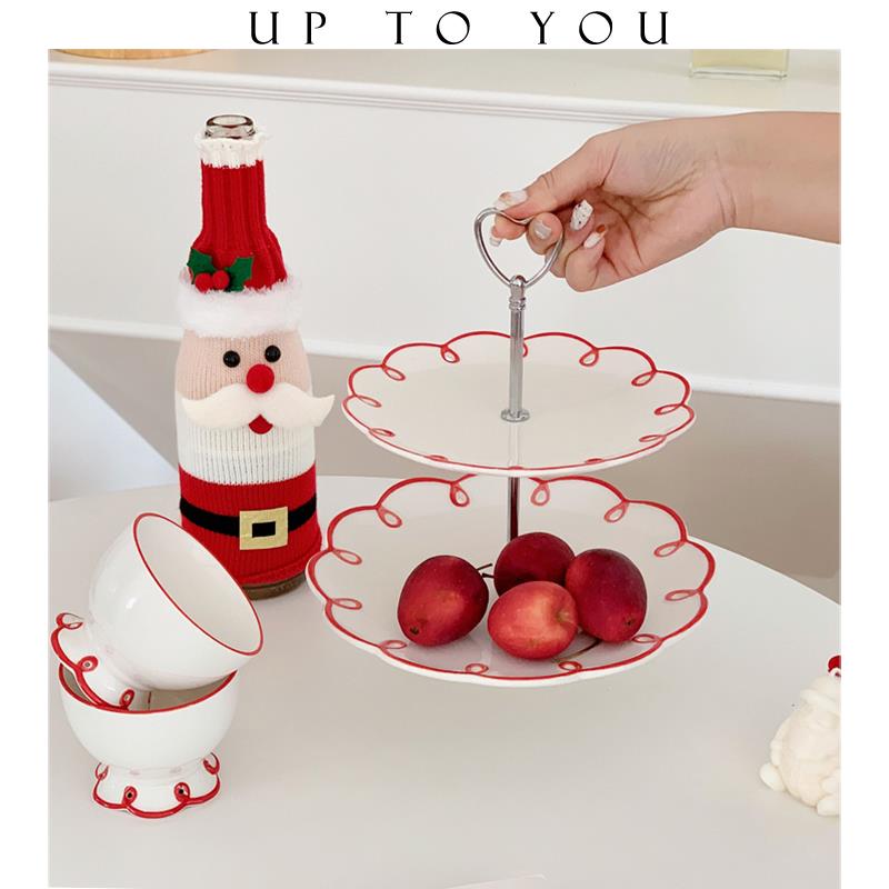 SHˇ新年甜品糖果点心盘子陶瓷果盘家用客厅茶几结婚高颜值高级感