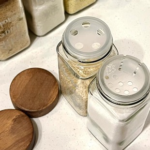 厨房专用玻璃调味罐胡椒撒料调味品家用分装 相思木调味瓶罐全套装